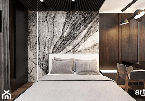LOOK #61 | Wnętrza apartamentu - Średnia brązowa czarna szara sypialnia, styl nowoczesny - zdjęcie od ARTDESIGN architektura wnętrz