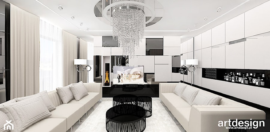 SHOW-OFF | Wnętrza apartamentu - Średni biały salon, styl nowoczesny - zdjęcie od ARTDESIGN architektura wnętrz