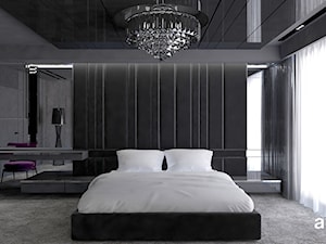 FLYING HIGH | Wnętrza apartamentu - Średnia czarna szara sypialnia, styl nowoczesny - zdjęcie od ARTDESIGN architektura wnętrz