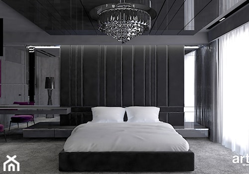 FLYING HIGH | Wnętrza apartamentu - Średnia czarna szara sypialnia, styl nowoczesny - zdjęcie od ARTDESIGN architektura wnętrz