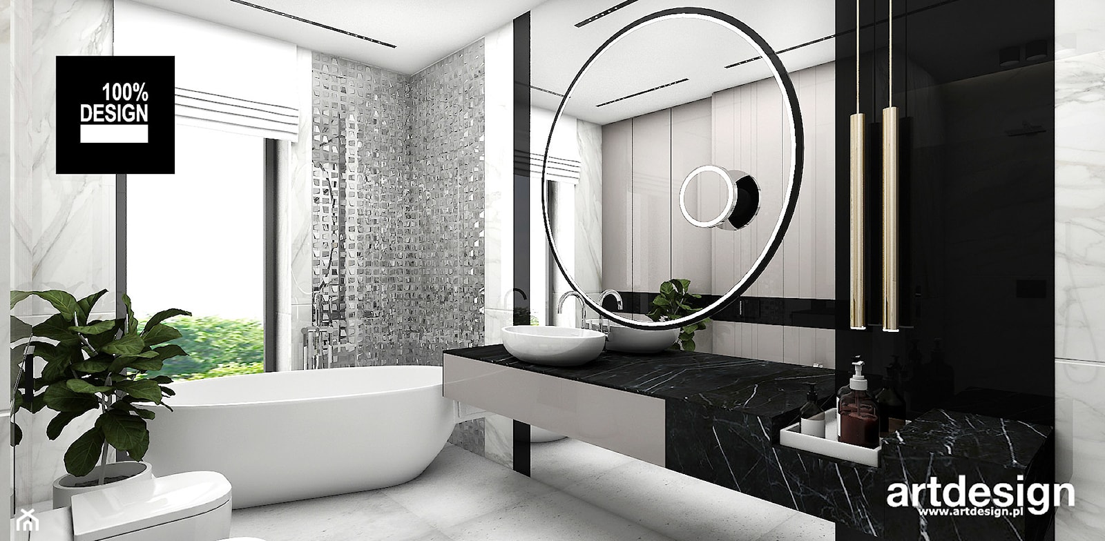 Nowoczesna łazienka z wanną wolnostojącą - zdjęcie od ARTDESIGN architektura wnętrz - Homebook