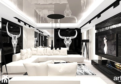 VICIOUS CIRCLE | Wnętrza apartamentu - Duży biały czarny salon, styl nowoczesny - zdjęcie od ARTDESIGN architektura wnętrz