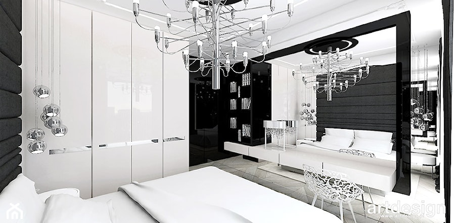 SHOW-OFF | Wnętrza apartamentu - Duża biała sypialnia, styl nowoczesny - zdjęcie od ARTDESIGN architektura wnętrz