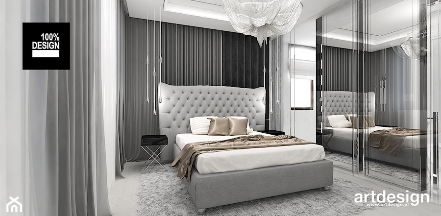 COUNT TO THREE | Wnętrza apartamentu - Mała szara sypialnia, styl glamour - zdjęcie od ARTDESIGN architektura wnętrz