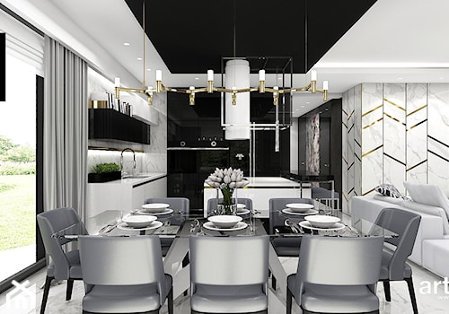 LISTEN TO MY HEARTBEAT | I | Wnętrza domu - Średnia biała jadalnia w salonie w kuchni, styl nowoczesny - zdjęcie od ARTDESIGN architektura wnętrz