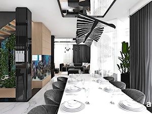 BIRD'S EYE VIEW | I | Wnętrza domu - Duża czarna jadalnia w salonie, styl nowoczesny - zdjęcie od ARTDESIGN architektura wnętrz