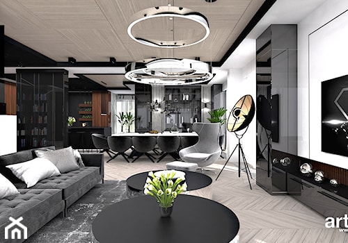 salon z jadalnią w apartamencie - zdjęcie od ARTDESIGN architektura wnętrz