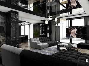 nowoczesny salon w ciemnych kolorach - zdjęcie od ARTDESIGN architektura wnętrz