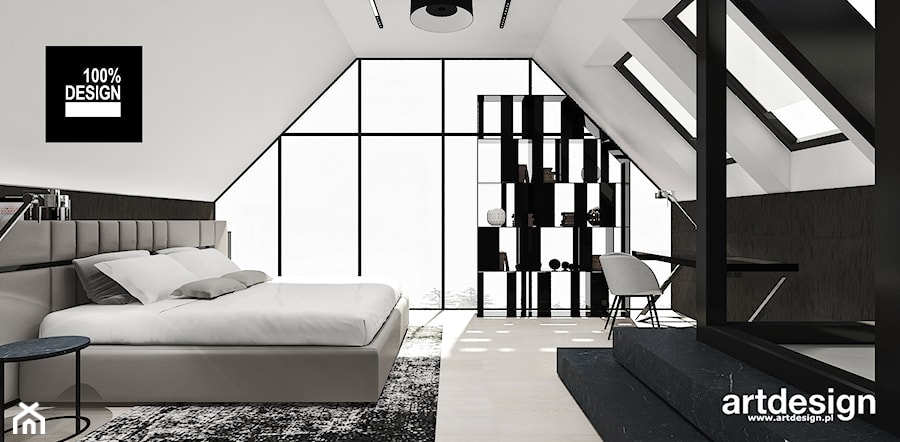 nowoczesna sypialnia z dużym przeszkleniem - zdjęcie od ARTDESIGN architektura wnętrz