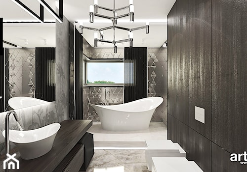 Elegancka łazienka w brązach i ciemnym drewnie - zdjęcie od ARTDESIGN architektura wnętrz