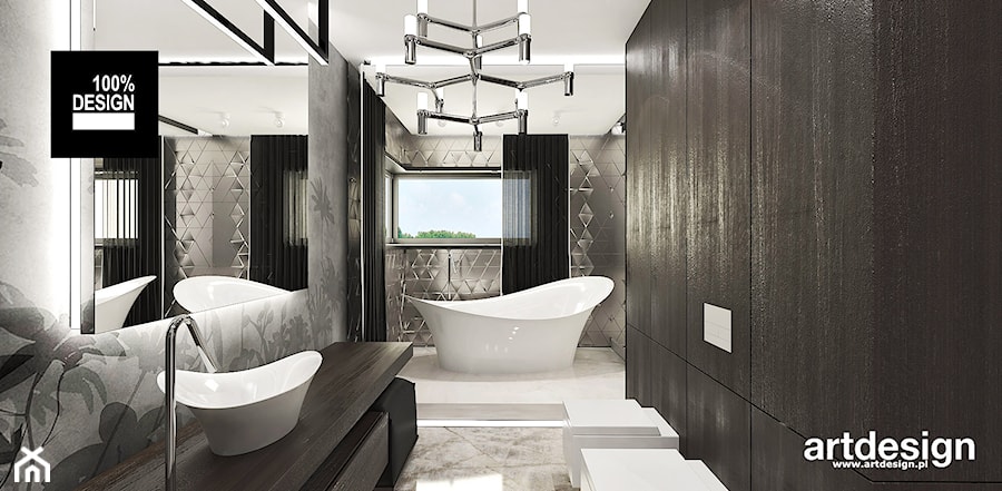 Elegancka łazienka w brązach i ciemnym drewnie - zdjęcie od ARTDESIGN architektura wnętrz