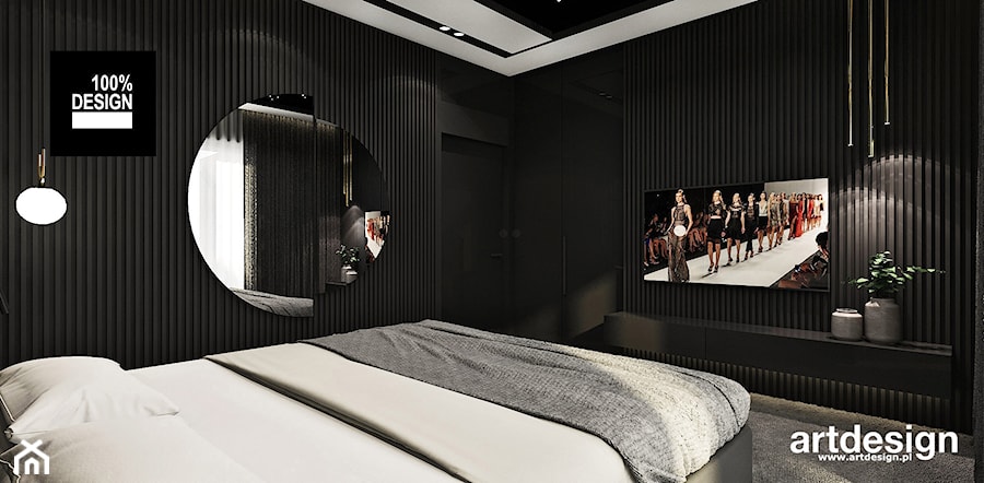 aranżacja sypialni w ciemnych kolorach - zdjęcie od ARTDESIGN architektura wnętrz