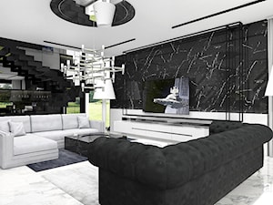 czarno-biały salon - zdjęcie od ARTDESIGN architektura wnętrz
