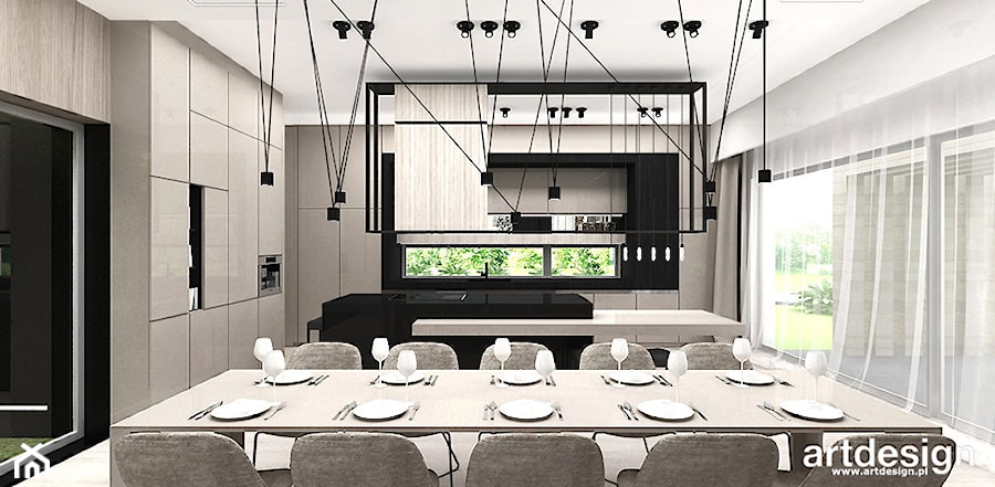 ARTDESIGN HOME COCKTAIL | Wnętrza domu | W2 - Średnia szara jadalnia w kuchni, styl nowoczesny - zdjęcie od ARTDESIGN architektura wnętrz