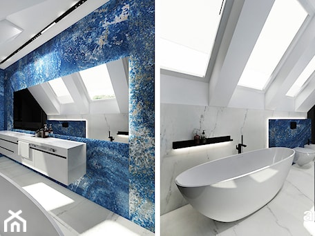 Aranżacje wnętrz - Łazienka: Biało-niebieska łazienka - ARTDESIGN architektura wnętrz. Przeglądaj, dodawaj i zapisuj najlepsze zdjęcia, pomysły i inspiracje designerskie. W bazie mamy już prawie milion fotografii!