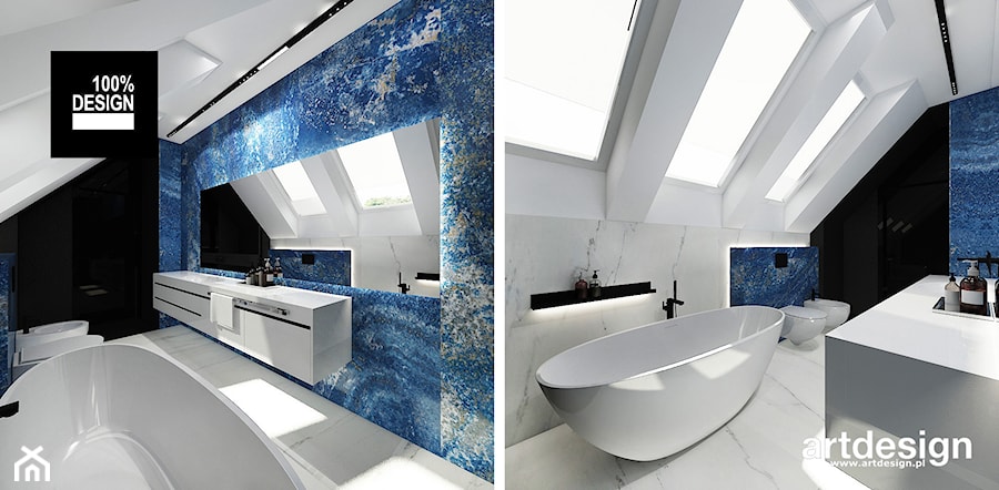 Biało-niebieska łazienka - zdjęcie od ARTDESIGN architektura wnętrz