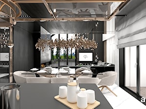 CATCH THE WIND | I | Wnętrza domu - Mała otwarta z salonem z kamiennym blatem czarna z zabudowaną lodówką kuchnia jednorzędowa z wyspą lub półwyspem z oknem z marmurową podłogą, styl nowoczesny - zdjęcie od ARTDESIGN architektura wnętrz