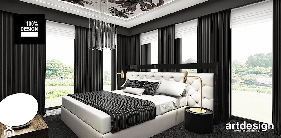 LISTEN TO MY HEARTBEAT | II | Wnętrza domu - Średnia biała czarna sypialnia z balkonem / tarasem, styl nowoczesny - zdjęcie od ARTDESIGN architektura wnętrz