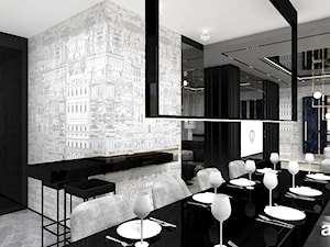 READ BETWEEN THE LINES | I | Wnętrza apartamentu - Duża czarna jadalnia w salonie, styl nowoczesny - zdjęcie od ARTDESIGN architektura wnętrz