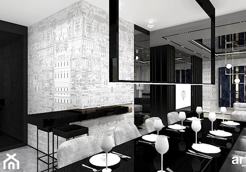 READ BETWEEN THE LINES | I | Wnętrza apartamentu - Duża czarna jadalnia w salonie, styl nowoczesny - zdjęcie od ARTDESIGN architektura wnętrz