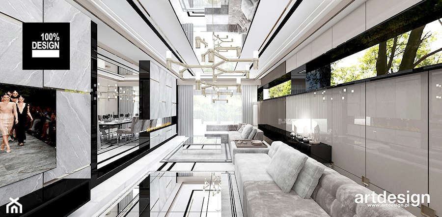 SOTTO VOCE | I | Wnętrza domu - Duży szary salon z jadalnią, styl nowoczesny - zdjęcie od ARTDESIGN architektura wnętrz