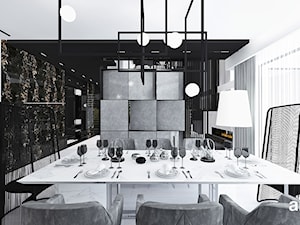 AT THE DROP OF A HAT | Wnętrza domu - Średnia biała czarna jadalnia w kuchni, styl nowoczesny - zdjęcie od ARTDESIGN architektura wnętrz