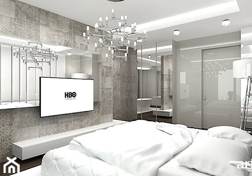 EASIER SAID THAN DONE | II | Wnętrza rezydencji - Duża biała szara sypialnia z łazienką, styl nowoczesny - zdjęcie od ARTDESIGN architektura wnętrz