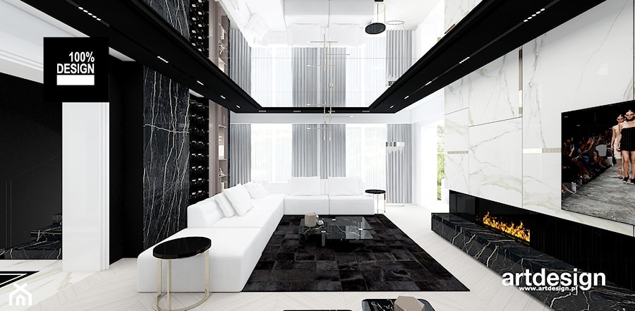 kontrastowe wnętrze biało-czarne - zdjęcie od ARTDESIGN architektura wnętrz