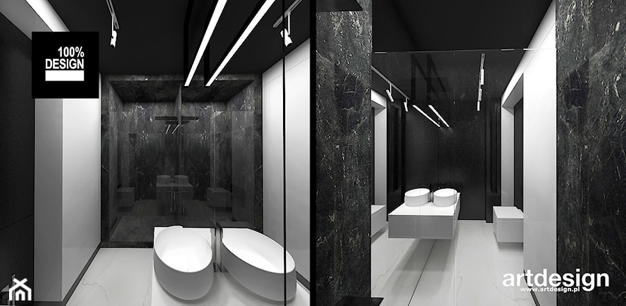 czarno-biała łazienka - zdjęcie od ARTDESIGN architektura wnętrz