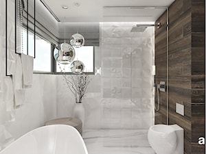 biała łazienka z akcentem drewna - zdjęcie od ARTDESIGN architektura wnętrz