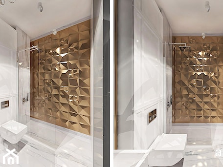 Aranżacje wnętrz - Łazienka: efektowna łazienka ze złotym akcentem - ARTDESIGN architektura wnętrz. Przeglądaj, dodawaj i zapisuj najlepsze zdjęcia, pomysły i inspiracje designerskie. W bazie mamy już prawie milion fotografii!