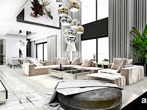 IT IS LIKE OXYGEN | I | Wnętrza domu - Duży biały czarny salon z jadalnią, styl nowoczesny - zdjęcie od ARTDESIGN architektura wnętrz