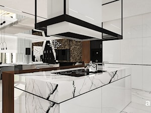 Biało-czarna kuchnia z dekoracyjnym blatem - zdjęcie od ARTDESIGN architektura wnętrz