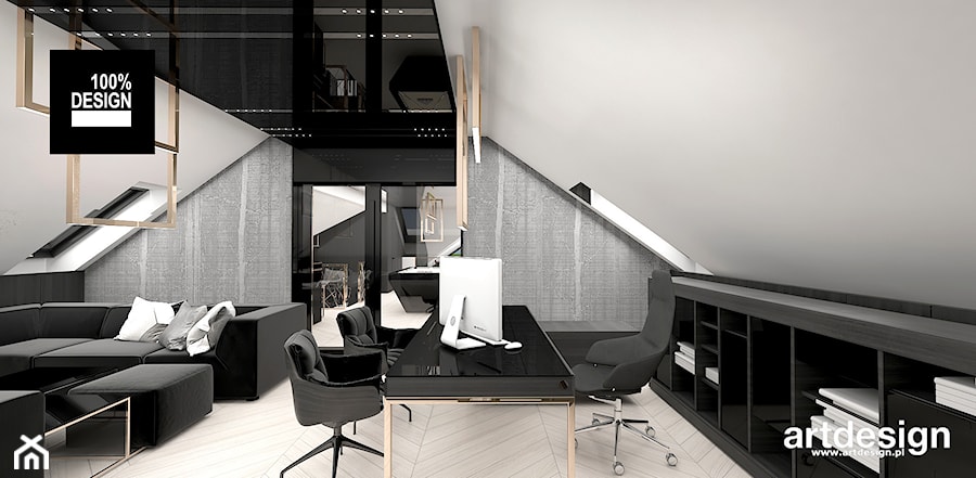 CATCH THE WIND | II | Wnętrza domu - Średnie w osobnym pomieszczeniu z sofą białe czarne szare biuro, styl nowoczesny - zdjęcie od ARTDESIGN architektura wnętrz