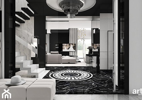 THE ONLY GAME IN TOWN | I | Wnętrza domu - Duży biały czarny z marmurem na podłodze hol / przedpokój, styl nowoczesny - zdjęcie od ARTDESIGN architektura wnętrz