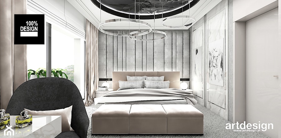 IT IS LIKE OXYGEN | II | Wnętrza domu - Średnia biała szara sypialnia z balkonem / tarasem, styl nowoczesny - zdjęcie od ARTDESIGN architektura wnętrz