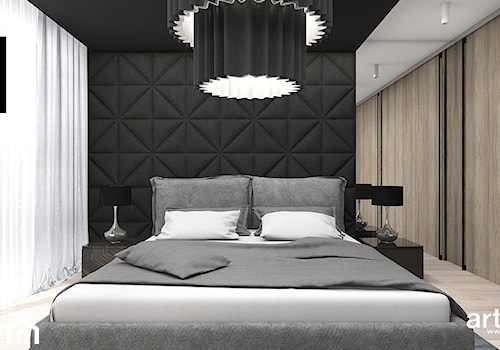 THE BRAINS OF THE OPERATION | I | Wnętrza domu - Duża beżowa biała czarna sypialnia, styl nowoczesny - zdjęcie od ARTDESIGN architektura wnętrz