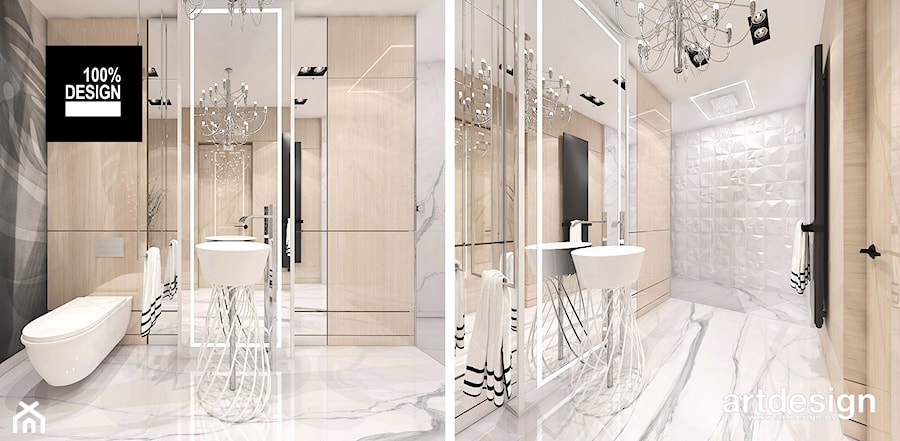 Nowoczesna łazienka w jasnych, ciepłych kolorach - zdjęcie od ARTDESIGN architektura wnętrz