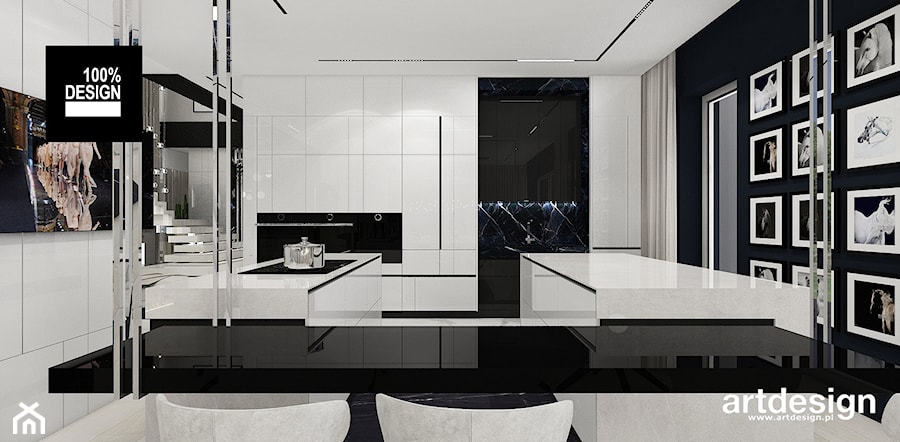 Biało-czarna kuchnia w stylu nowoczesnym - zdjęcie od ARTDESIGN architektura wnętrz