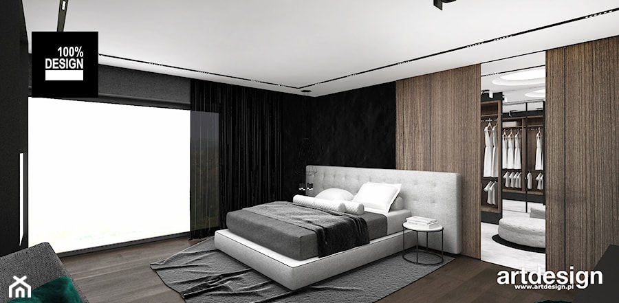 minimalistyczna sypialnia z garderobą - zdjęcie od ARTDESIGN architektura wnętrz