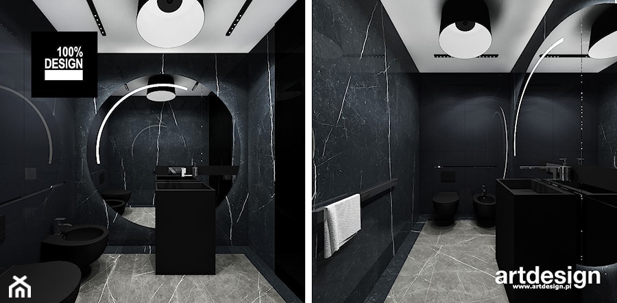 Projekt łazienki w ciemnych kolorach - zdjęcie od ARTDESIGN architektura wnętrz
