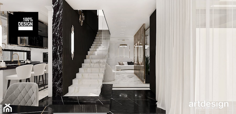 Eleganckie białe schody - zdjęcie od ARTDESIGN architektura wnętrz