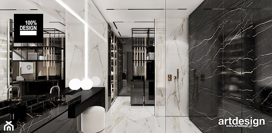Biało-czarna łazienka - zdjęcie od ARTDESIGN architektura wnętrz