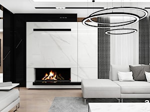 minimalistyczny salon z kominkiem - zdjęcie od ARTDESIGN architektura wnętrz