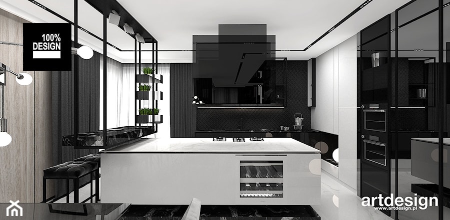 nowoczesna biało-czarna kuchnia - zdjęcie od ARTDESIGN architektura wnętrz