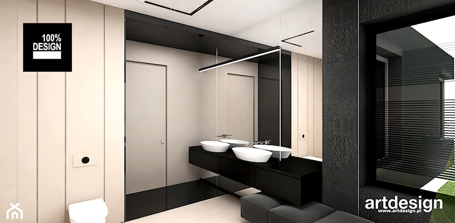 MAKE IT HAPPEN | II | Wnętrza domu - Średnia z lustrem z dwoma umywalkami łazienka z oknem, styl minimalistyczny - zdjęcie od ARTDESIGN architektura wnętrz