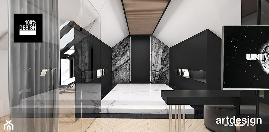 BIRD'S EYE VIEW | II | Wnętrza domu - Średnia biała czarna sypialnia na poddaszu, styl nowoczesny - zdjęcie od ARTDESIGN architektura wnętrz