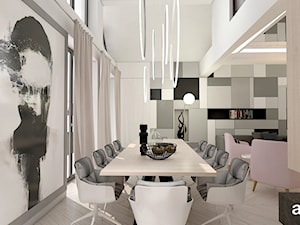 OVER THE MOON | II | Wnętrza domu - Duża szara jadalnia w salonie, styl nowoczesny - zdjęcie od ARTDESIGN architektura wnętrz