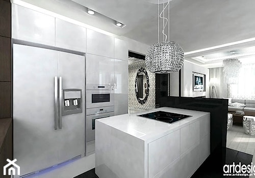 kuchnia w kolorze białym czarnym - zdjęcie od ARTDESIGN architektura wnętrz
