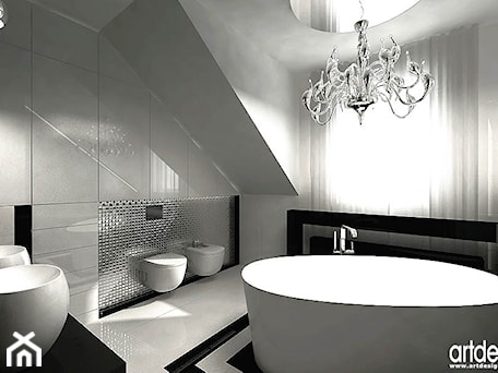 Aranżacje wnętrz - Łazienka: czarno białe wnetrze łazienki - ARTDESIGN architektura wnętrz. Przeglądaj, dodawaj i zapisuj najlepsze zdjęcia, pomysły i inspiracje designerskie. W bazie mamy już prawie milion fotografii!